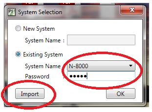 N-8000 Software Import